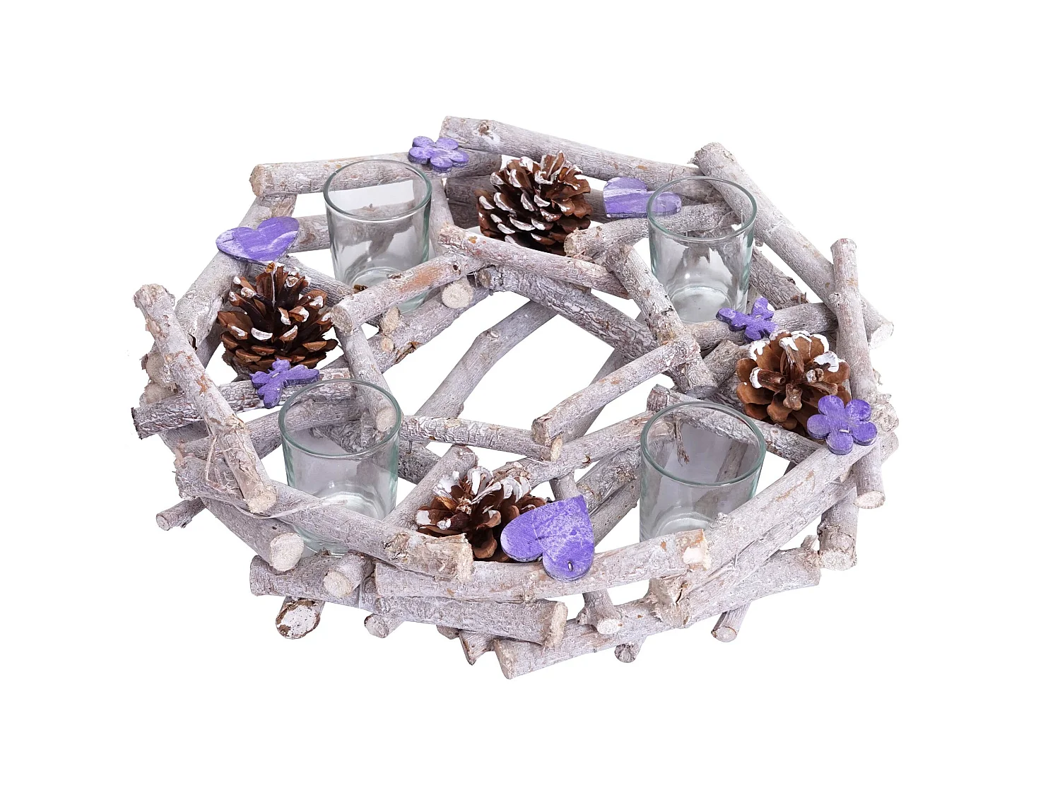 Couronne de l'Avent ronde bois marron 30 x 30 x 9 cm 04_0002561