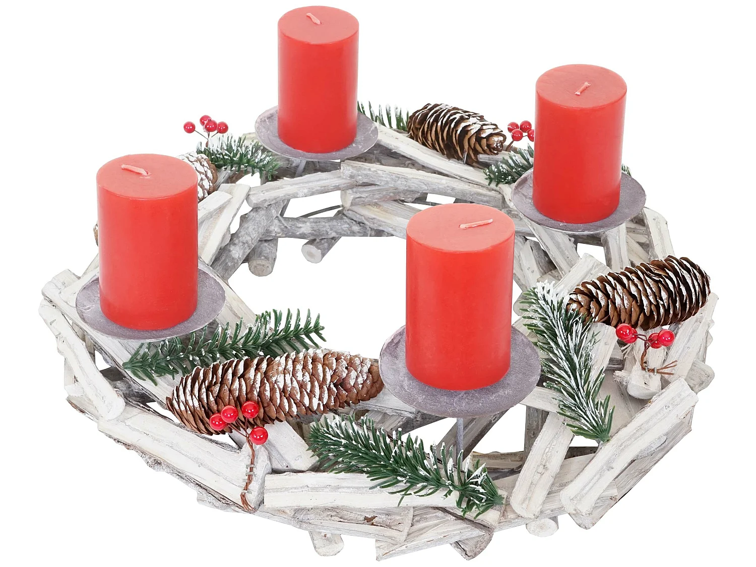 Couronne de l'Avent ronde bois blanche 40 x 40 x 10 cm 04_0002568