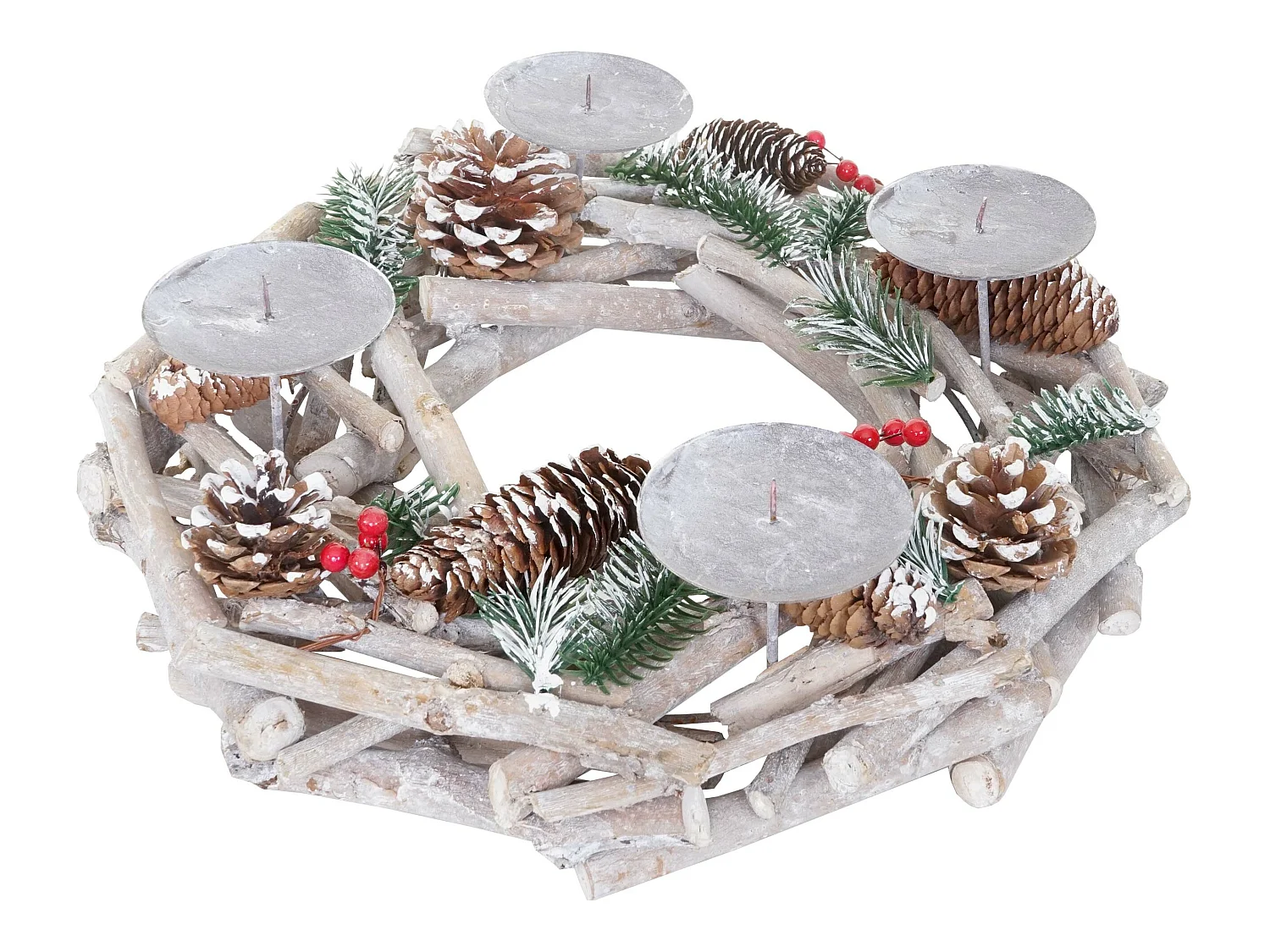 Couronne de l'Avent ronde bois blanche 35 x 35 x 11 cm 04_0002567