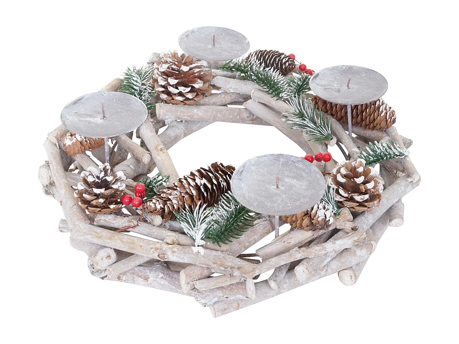 Couronne de l'Avent ronde bois blanche 35 x 35 x 11 cm 04_0002567