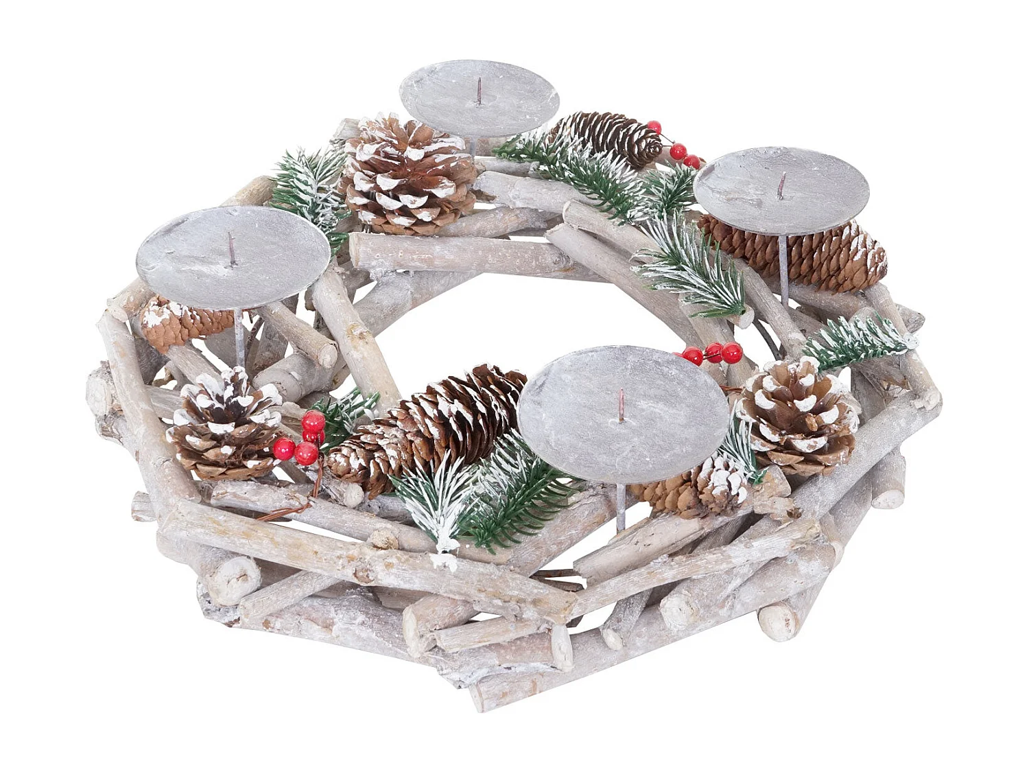 Couronne de l'Avent ronde bois blanche 35 x 35 x 11 cm 04_0002567