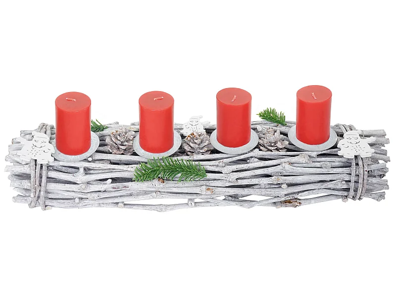 Couronne de l'Avent allongée bois blanche 60 x 16 x 9 cm 04_0002555