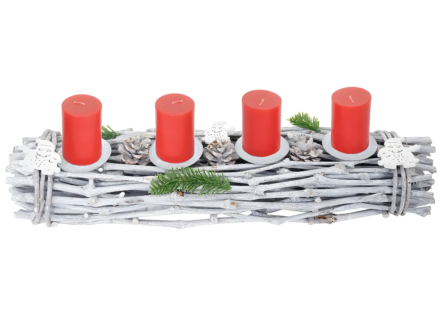 Couronne de l'Avent allongée bois blanche 60 x 16 x 9 cm 04_0002555