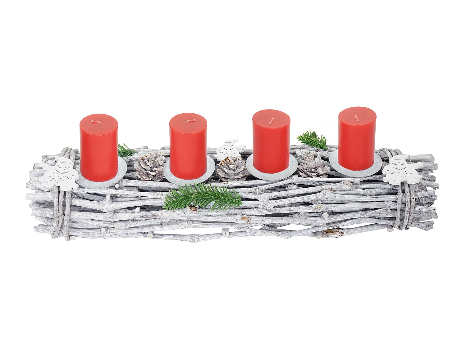 Couronne de l'Avent allongée bois blanche 60 x 16 x 9 cm 04_0002555