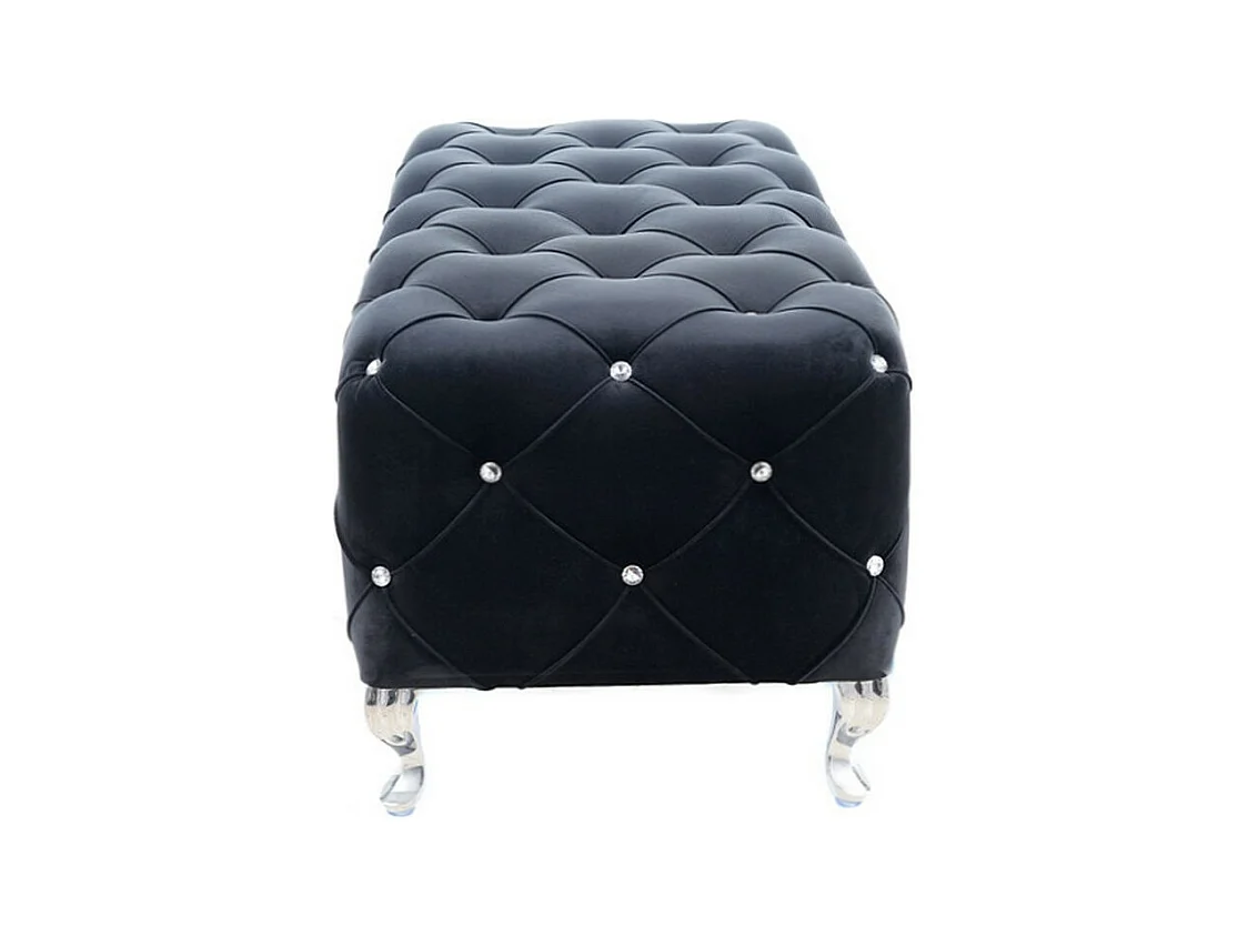 Puff tapizado en terciopelo negro con pies metálicos de diseño Lynda