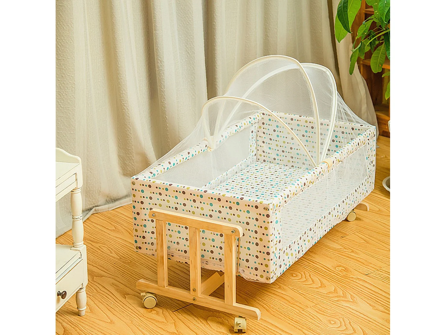 King of Dreams Berceau de bébé en Bois, avec moustiquaire, Teinte  pour Matelas 85 x 48 cm