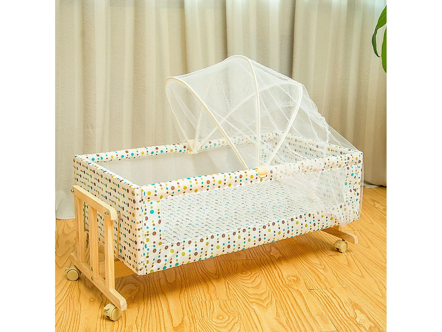 King of Dreams Berceau de bébé en Bois, avec moustiquaire, Teinte  pour Matelas 85 x 48 cm