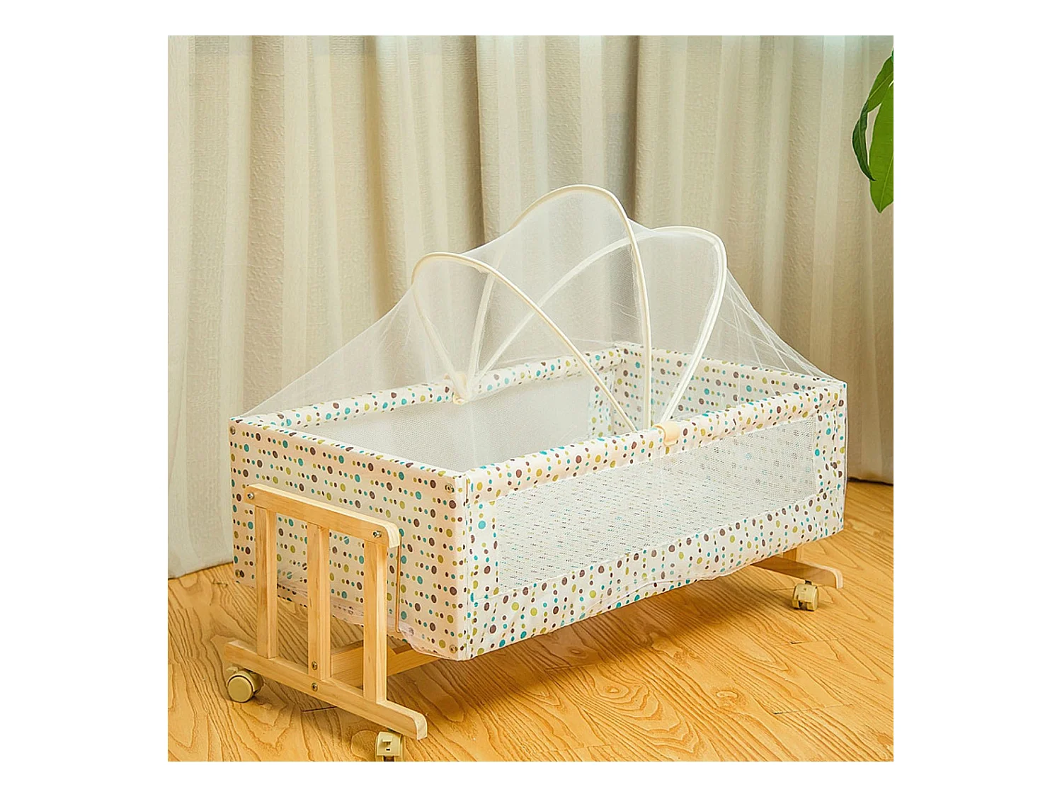 King of Dreams Berceau de bébé en Bois, avec moustiquaire, Teinte  pour Matelas 85 x 48 cm