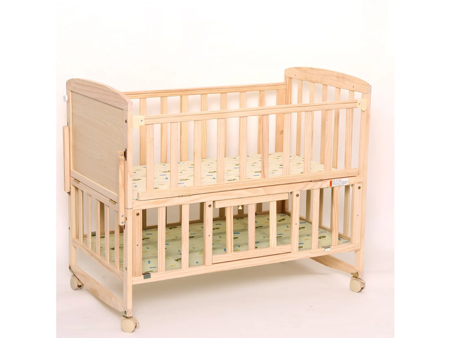 King of Dreams Lit bébé Double Couche en placage MDF Massif - Pin Massif - pour Matelas 100 x 55 cm