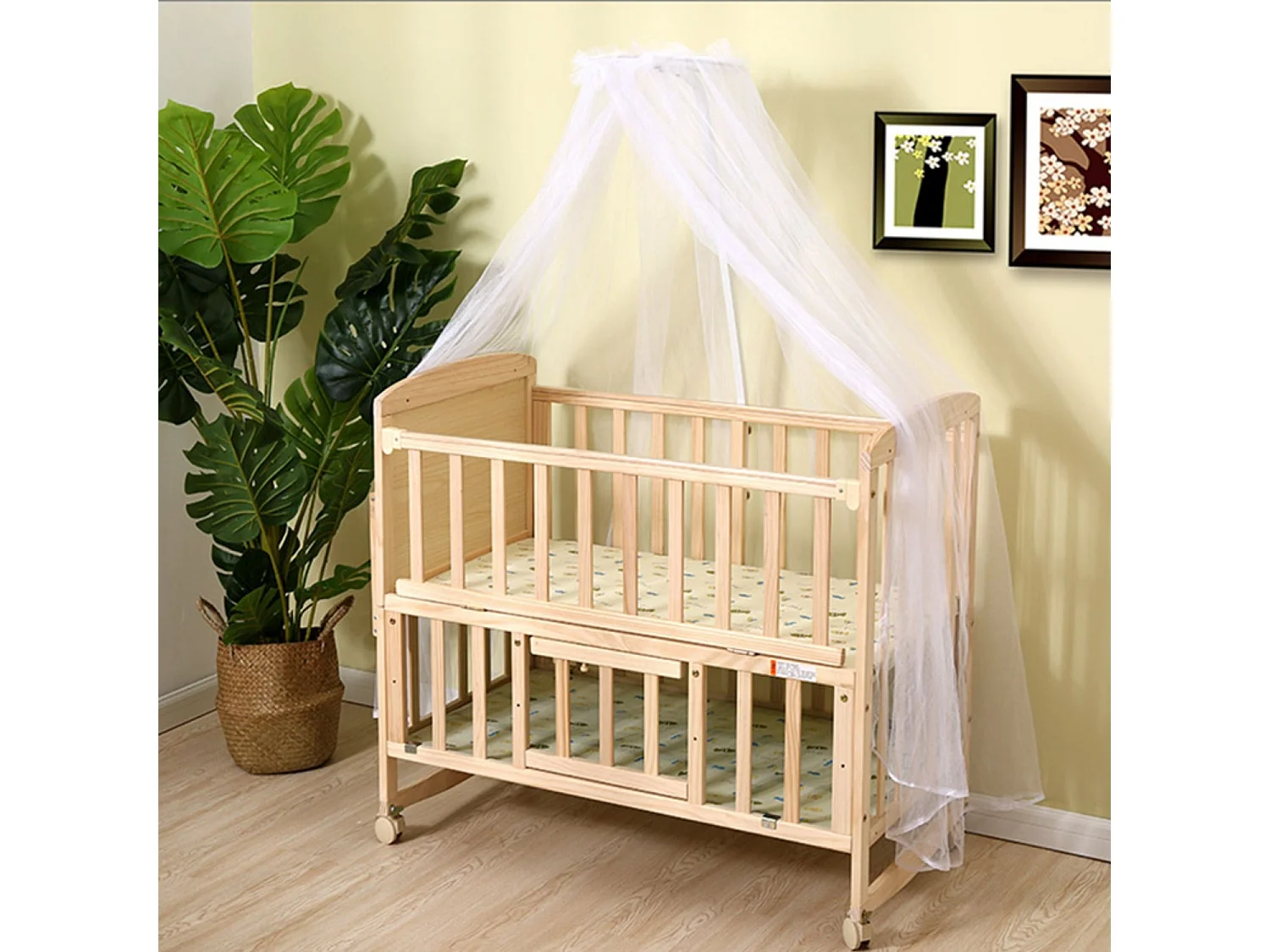 King of Dreams Lit bébé Double Couche en placage MDF Massif - Pin Massif - pour Matelas 100 x 55 cm