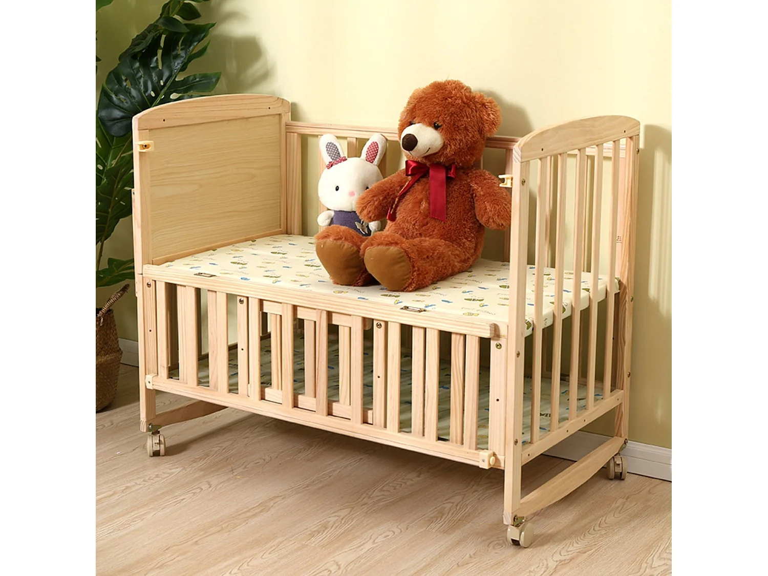 King of Dreams Lit bébé Double Couche en placage MDF Massif - Pin Massif - pour Matelas 100 x 55 cm