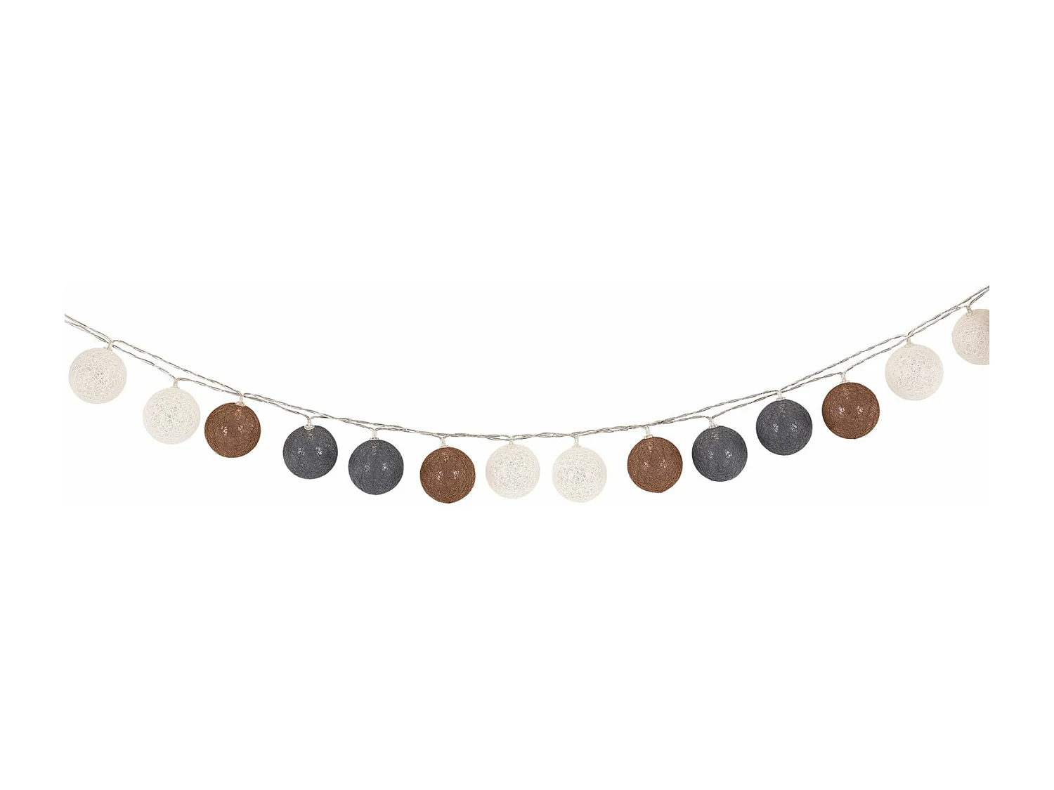 Guirlande LED AMICI à boules grises, guirlande lumineuse d'intérieur avec 20 boules, coloris gris/blanc/brun