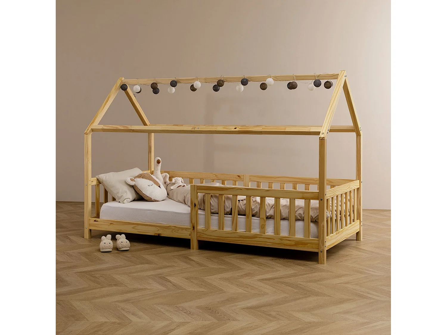 Guirlande LED AMICI à boules grises, guirlande lumineuse d'intérieur avec 20 boules, coloris gris/blanc/brun