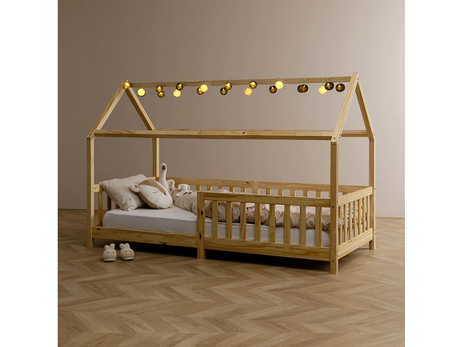 Guirlande LED AMICI à boules grises, guirlande lumineuse d'intérieur avec 20 boules, coloris gris/blanc/brun