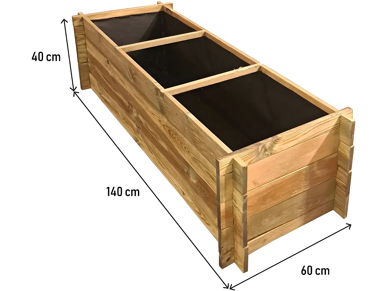 Carré potager en bois "Dhalia" - 140 x 60 x 41 cm