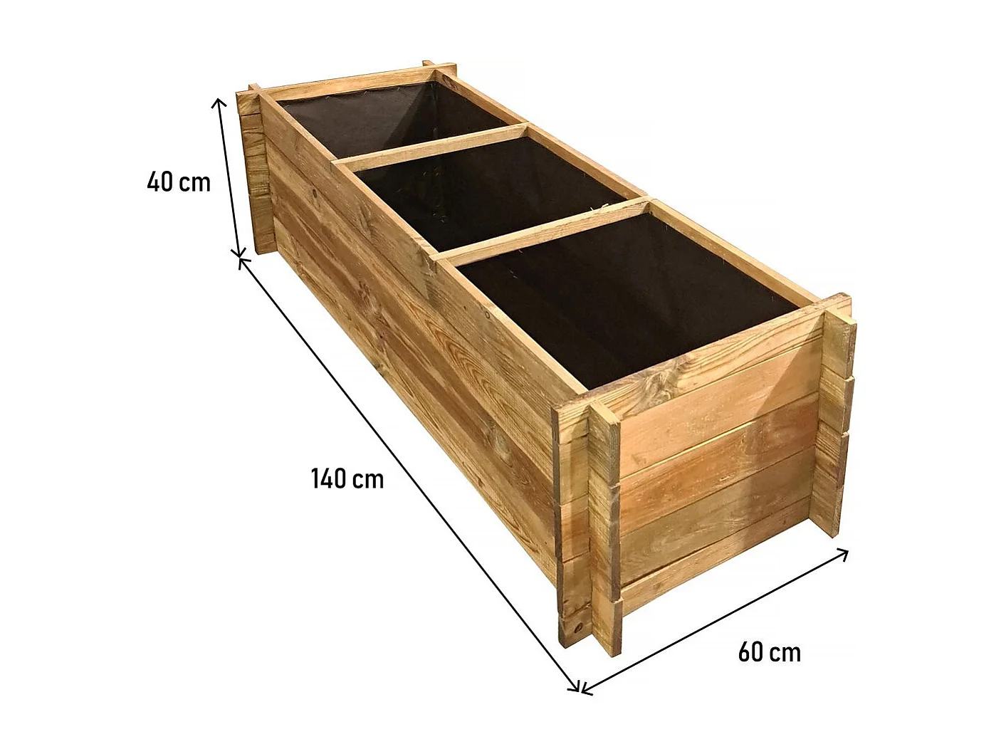 Carré potager en bois "Dhalia" - 140 x 60 x 41 cm