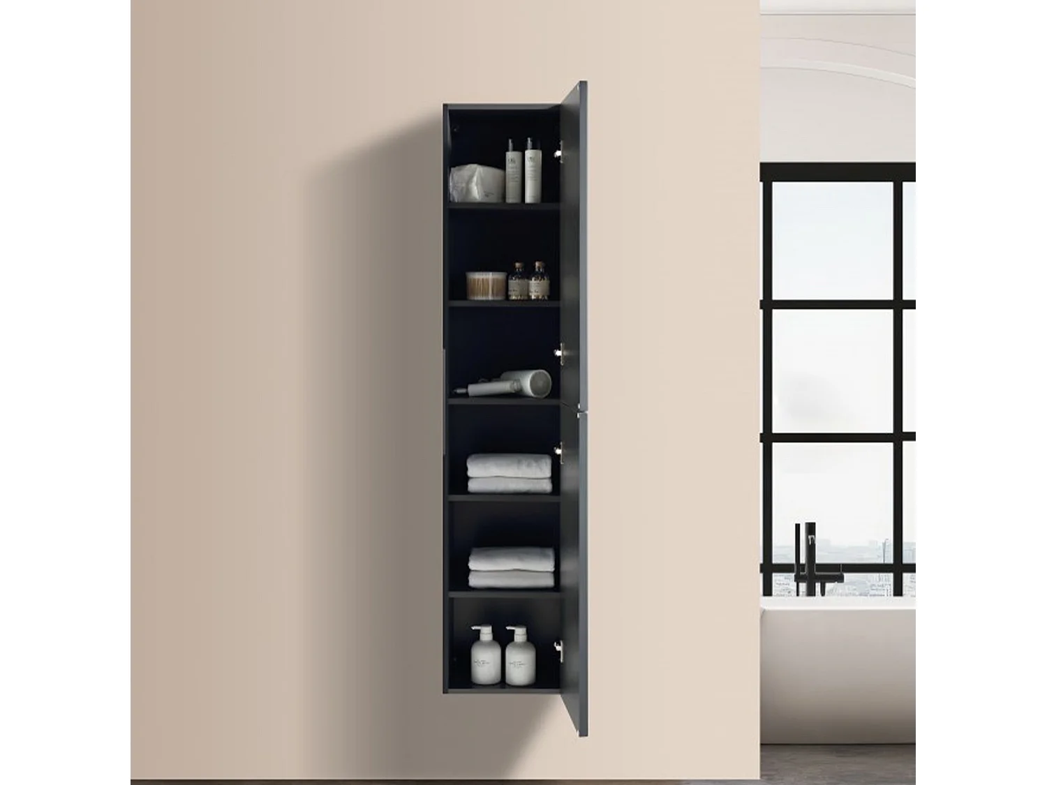 Colonne de salle de bain 160 cm noir Aqualinea