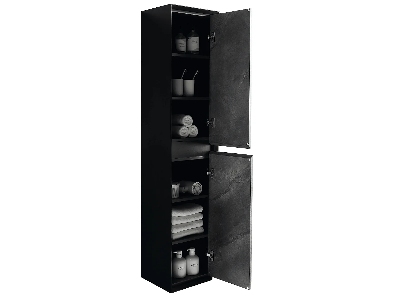 Colonne de salle de bain 160 cm noir effet marbre Aquasasso