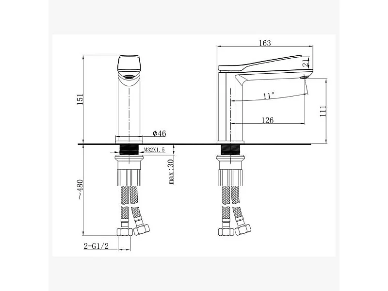 Robinet mitigeur chromé de salle de bain