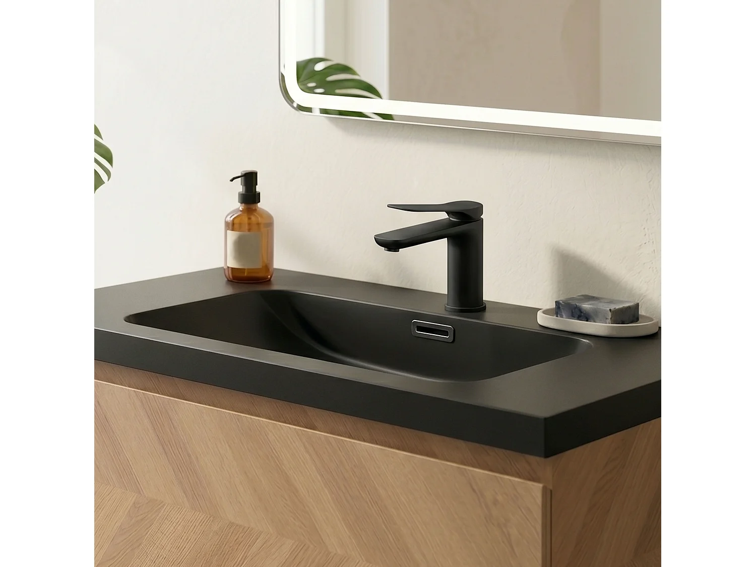 Robinet mitigeur de salle de bain noir mat