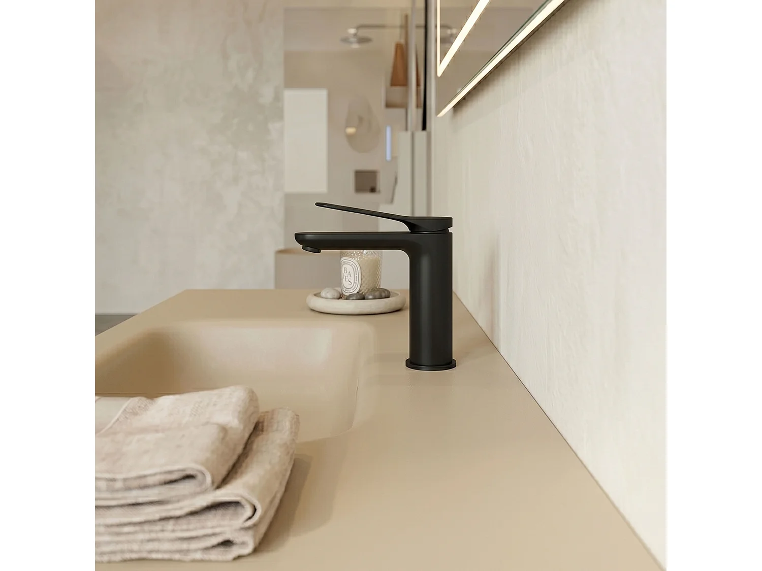 Robinet mitigeur de salle de bain noir mat