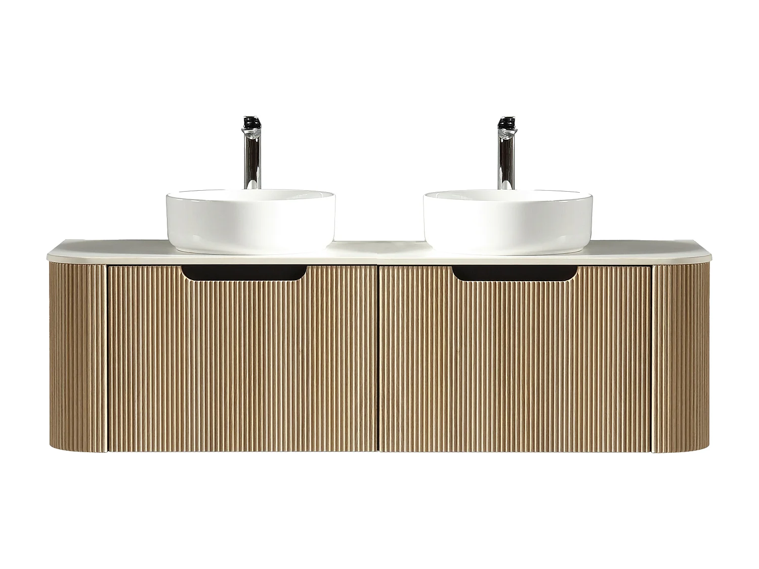 Meuble 140 cm chêne clair Aquagiro double vasque à poser blanc brillant