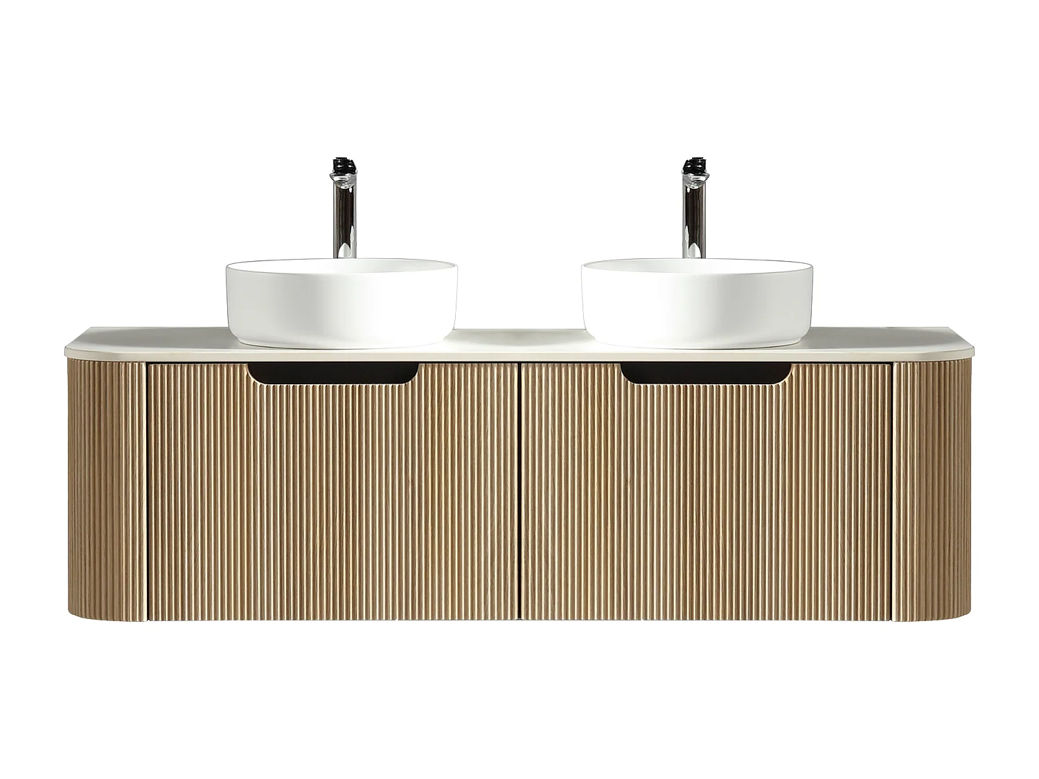 Meuble 140 cm chêne clair Aquagiro double vasque à poser blanc mat