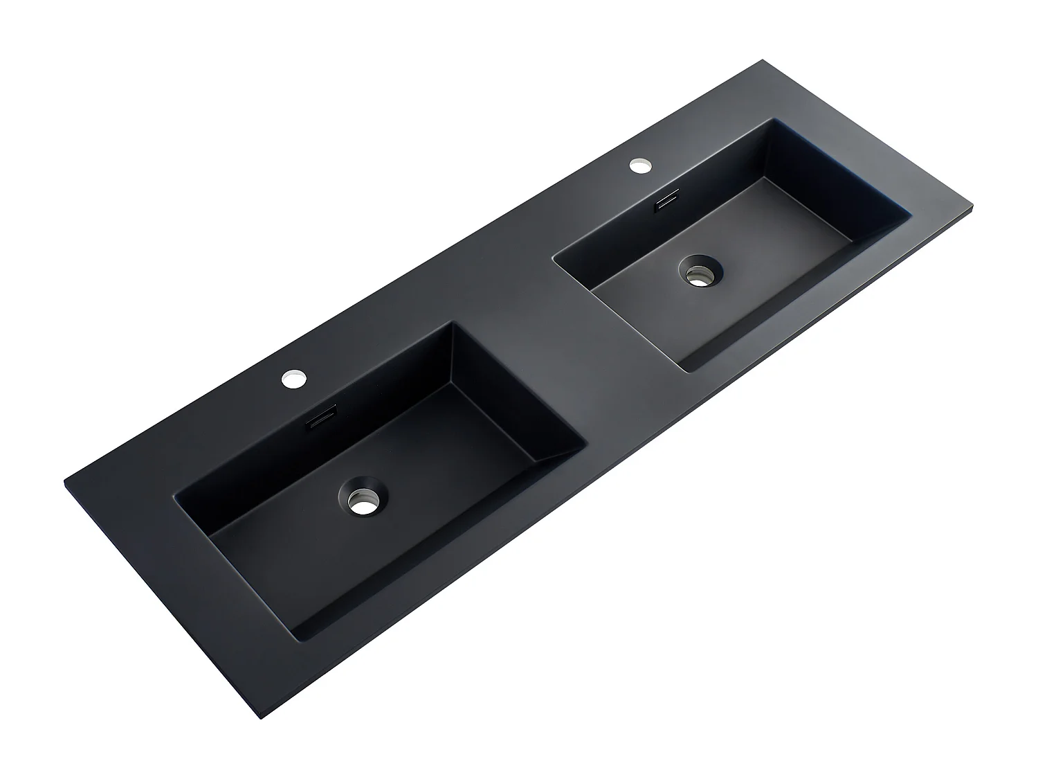 Meuble double vasque 120 cm noir effet marbre Aquasasso