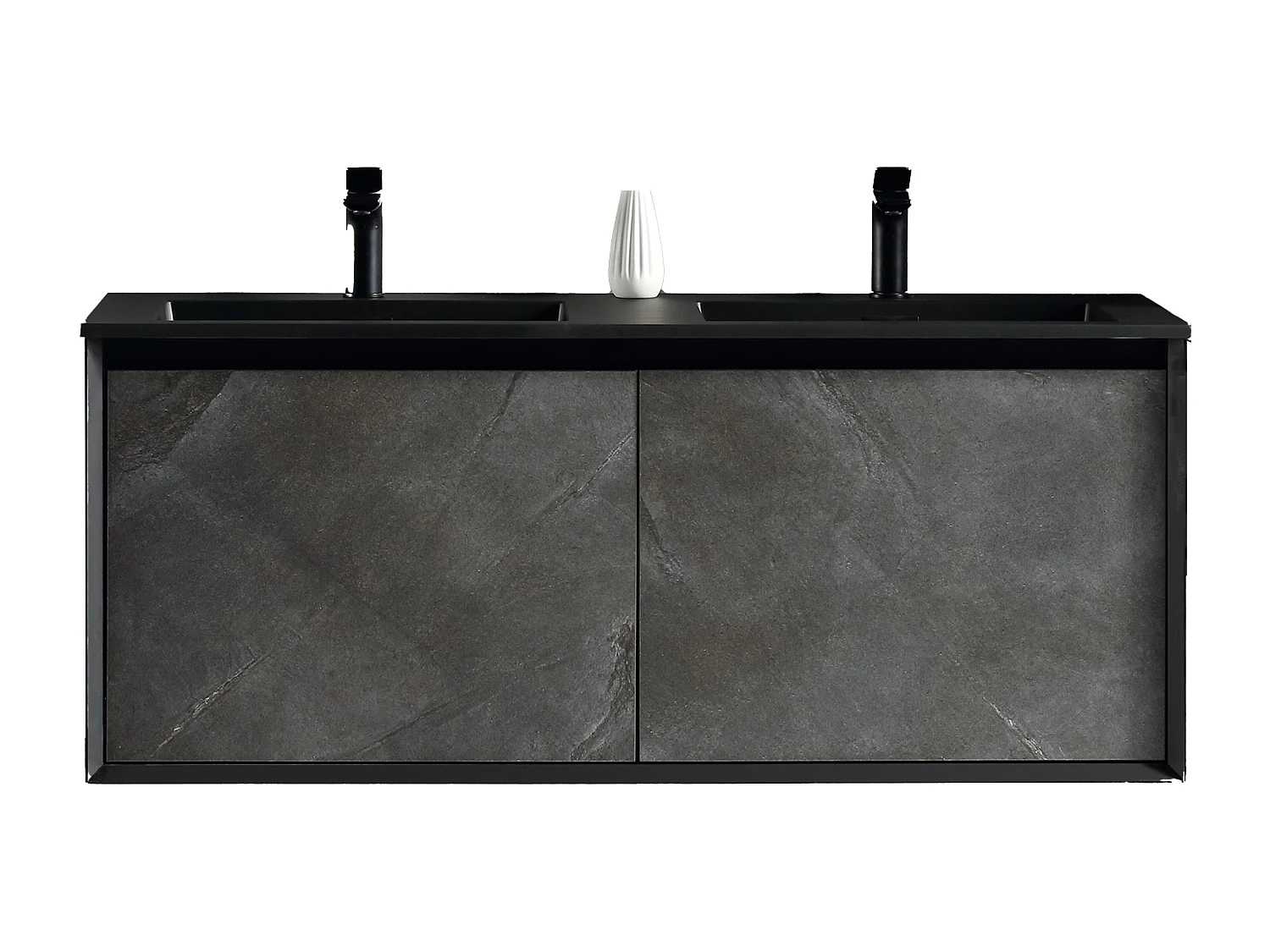 Meuble double vasque 120 cm noir effet marbre Aquasasso