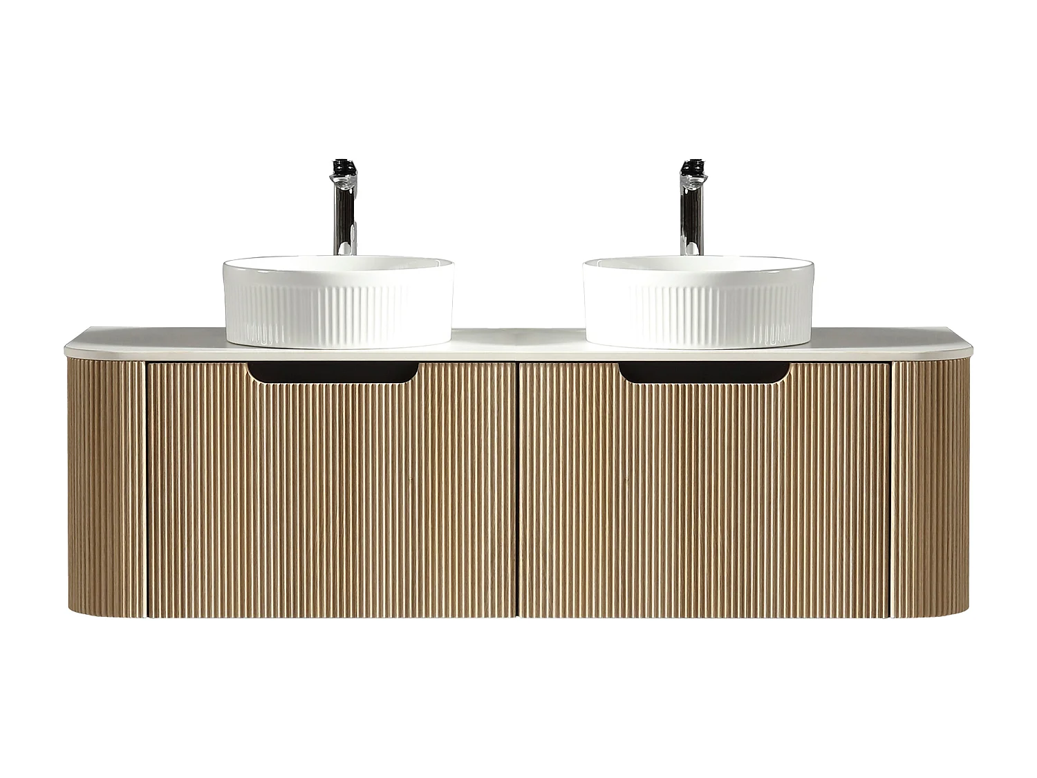 Meuble 140 cm chêne clair Aquagiro double vasque à poser blanche wave