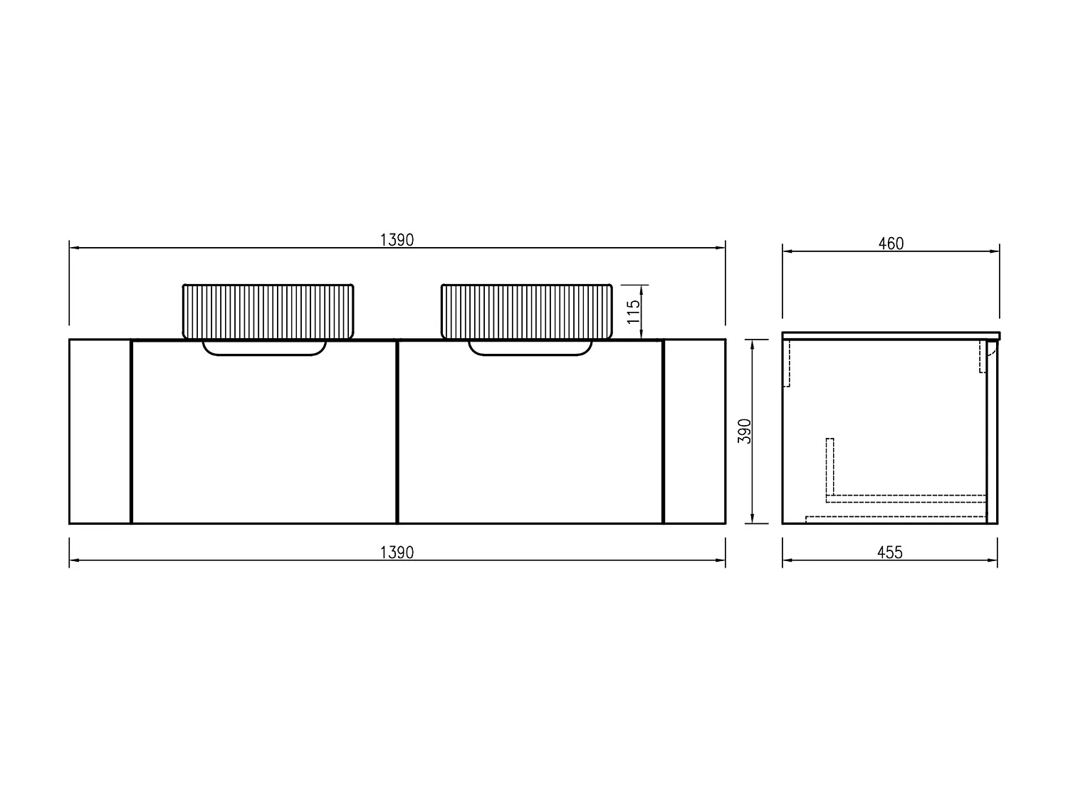 Meuble 140 cm chêne clair Aquagiro double vasque à poser blanche wave