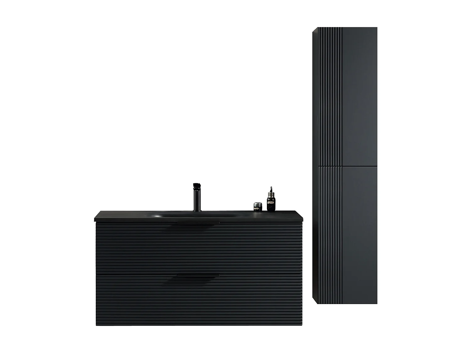 Ensemble salle de bain 100 cm noir Aqualinea