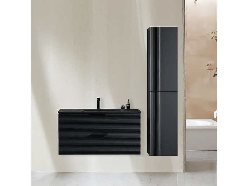 Ensemble salle de bain 100 cm noir Aqualinea