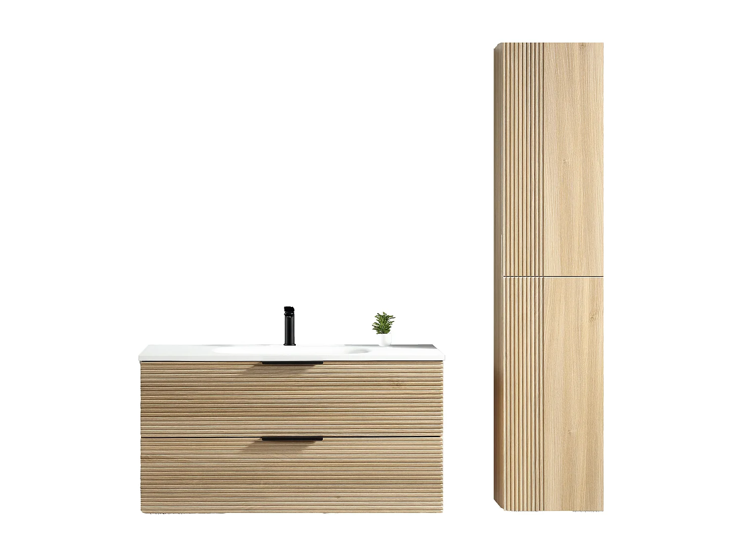 Ensemble salle de bain 100 cm chêne clair Aqualinea