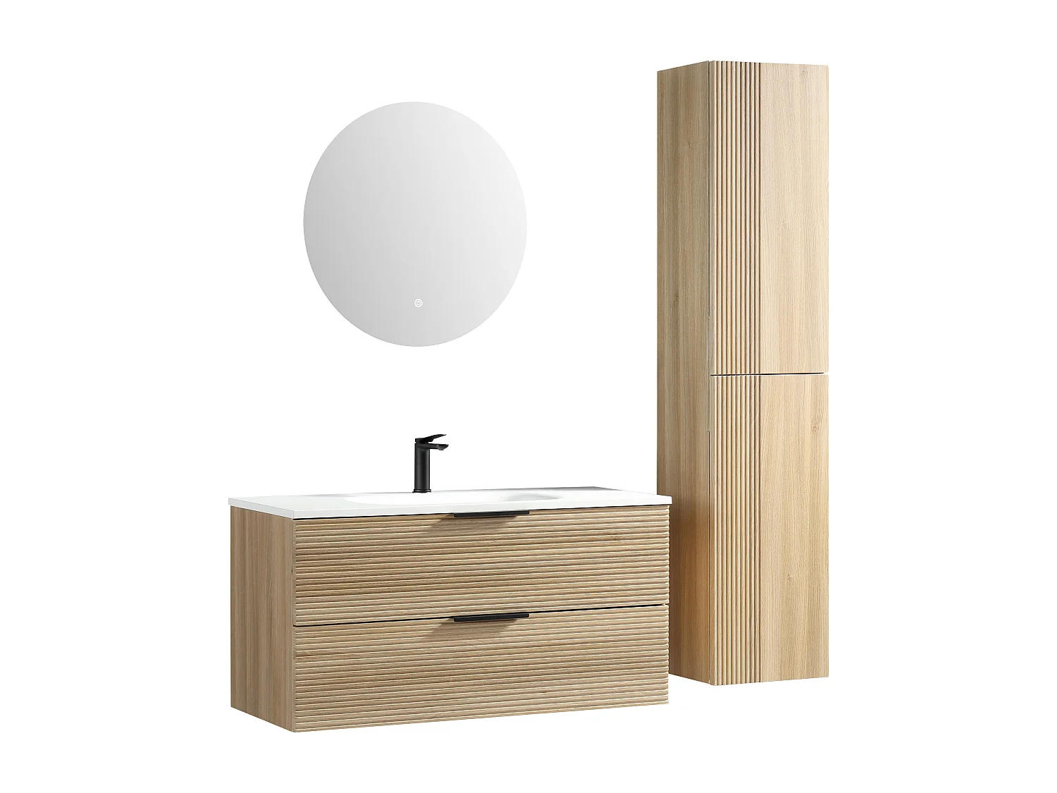 Ensemble salle de bain 100 cm chêne clair Aqualinea