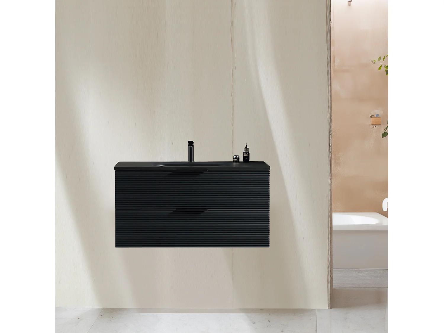 Ensemble salle de bain 120 cm noir Aqualinea
