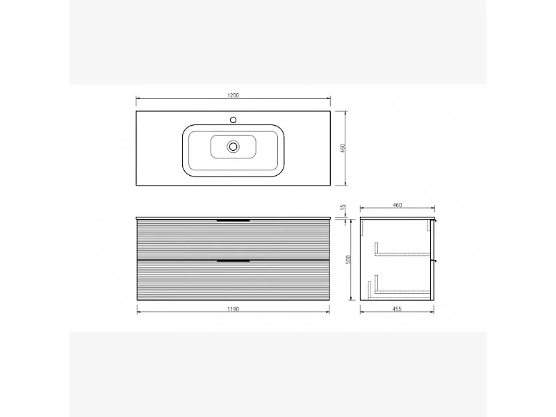 Ensemble salle de bain 120 cm noir Aqualinea