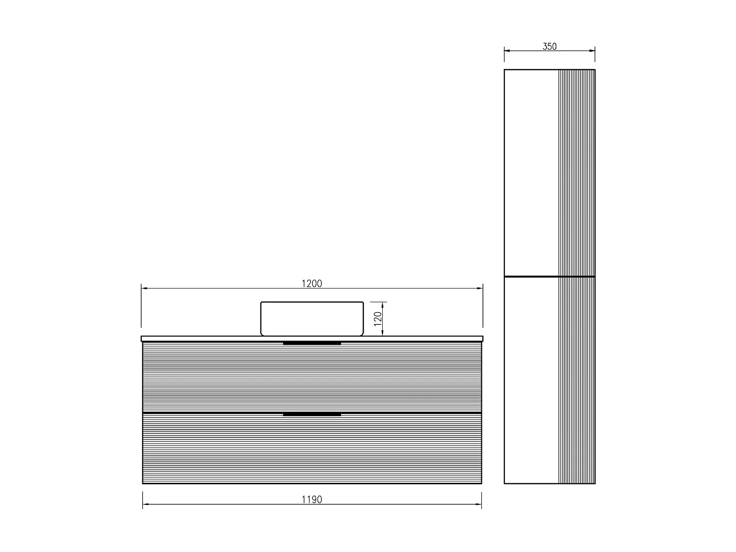 Ensemble salle de bain 120 cm noir Aqualinea