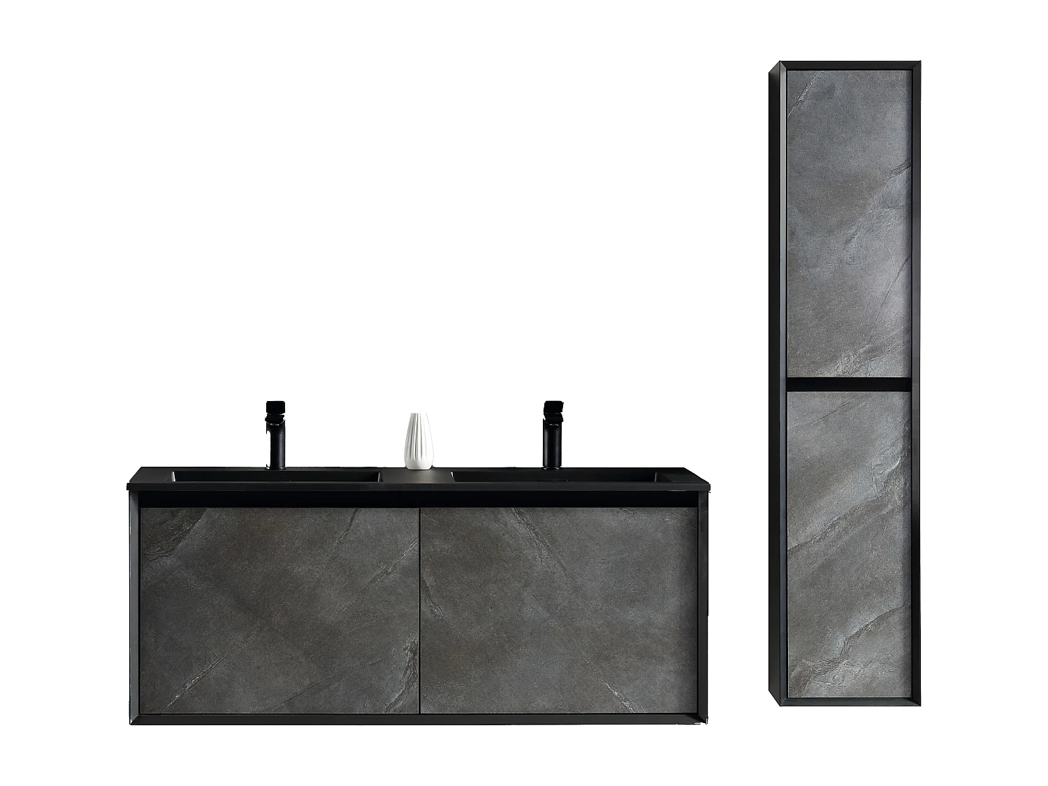 Ensemble salle de bain 120 cm noir effet marbre Aquasasso