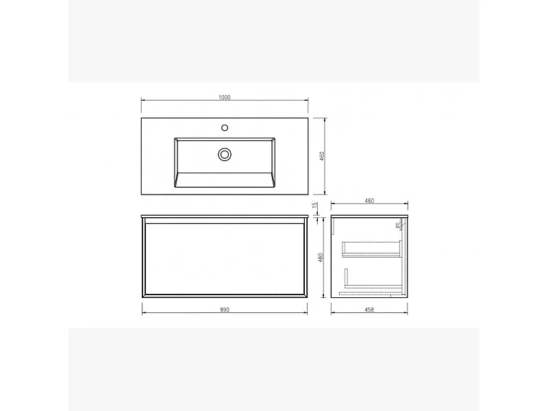Ensemble salle de bain 100 cm noir effet marbre Aquasasso