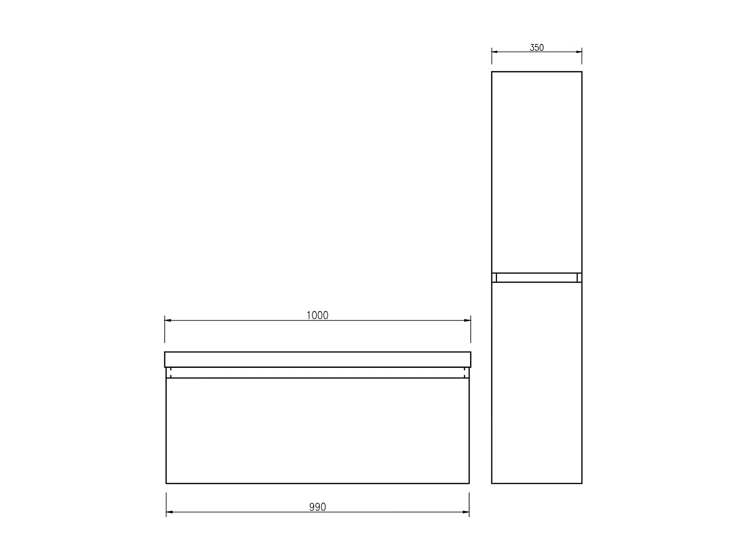 Ensemble salle de bain 100 cm chevron aspect chêne Aquapunto