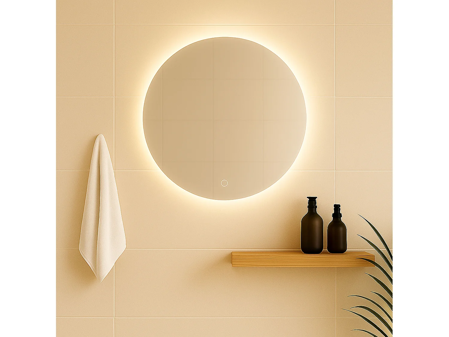 Miroir rond LED salle de bain lumineux 80 cm avec éclairage intégré