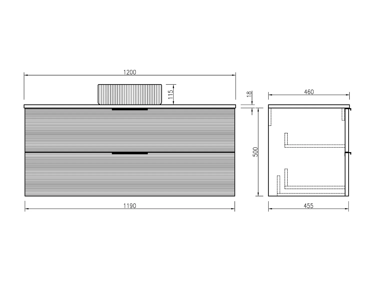 Meuble 120 cm chêne clair avec vasque à poser blanc wave Aqualinea