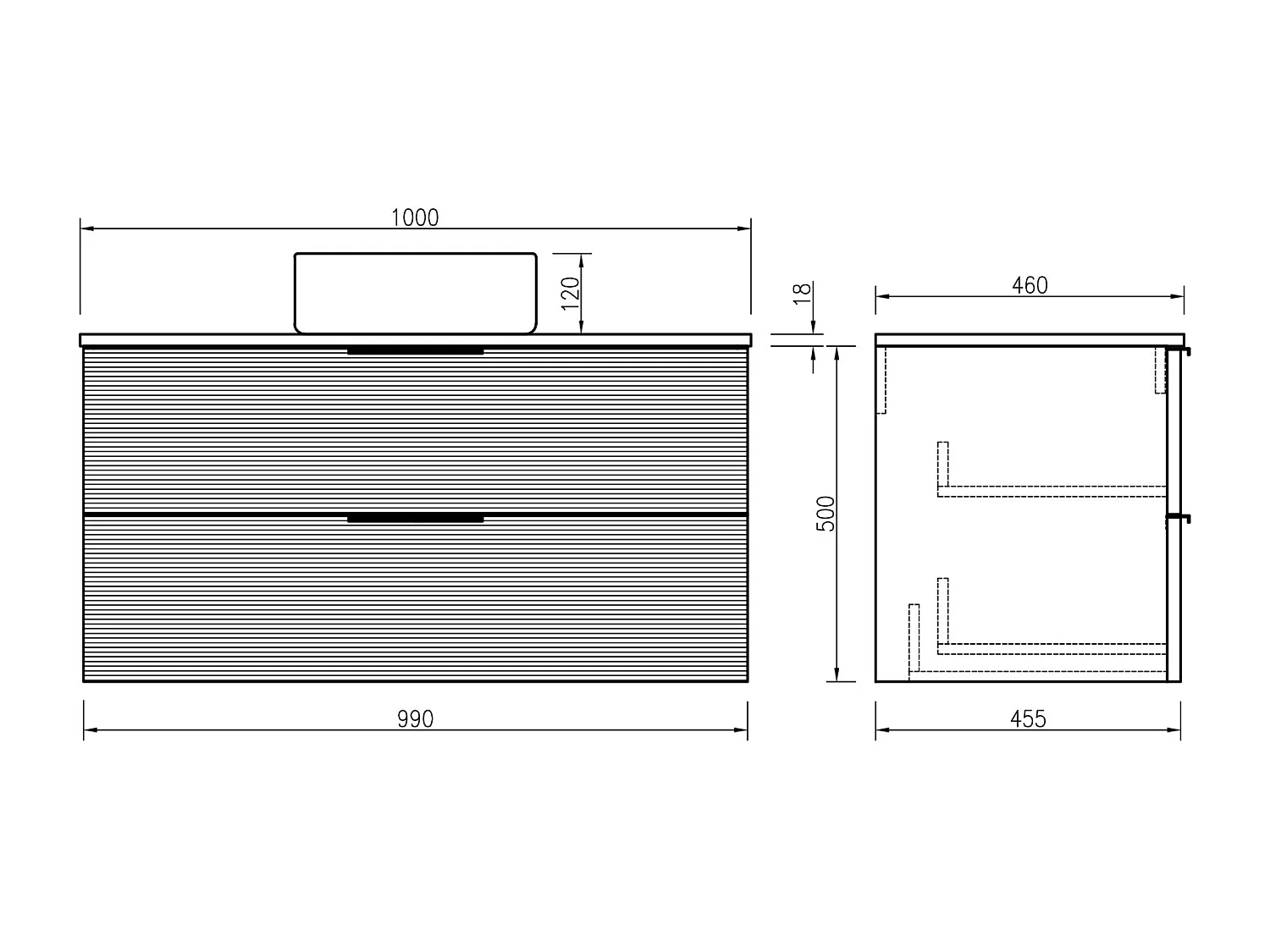 Meuble 100 cm chêne clair avec vasque à poser blanc wave Aqualinea