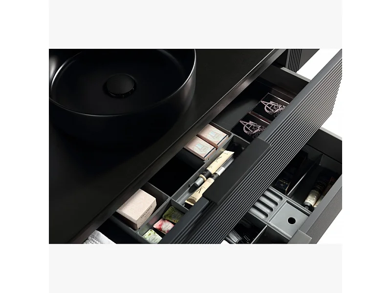 Meuble avec vasque à poser 100 cm noir Aqualinea