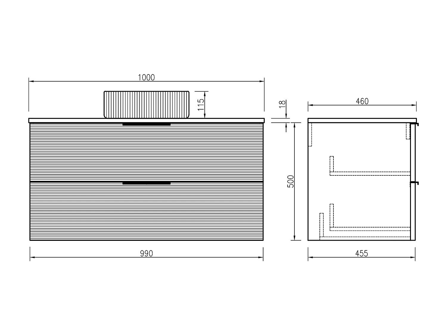 Meuble avec vasque à poser 100 cm noir Aqualinea