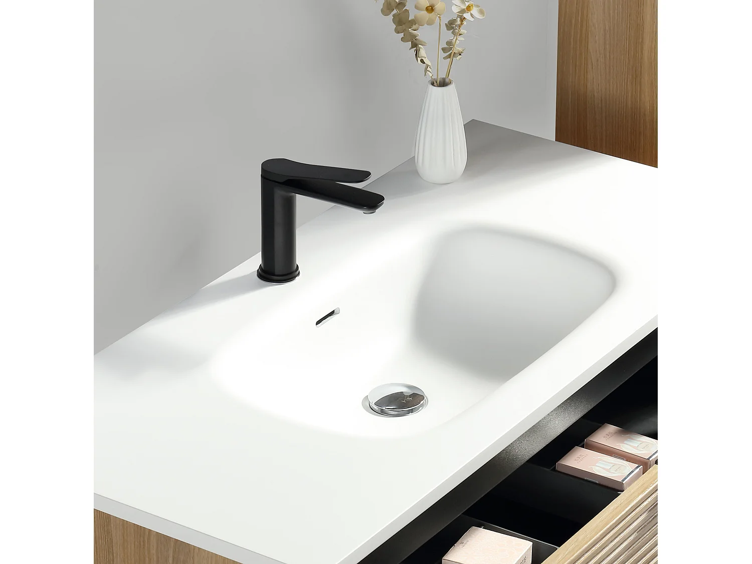 Meuble vasque encastrée 120 cm chêne clair Aqualinea