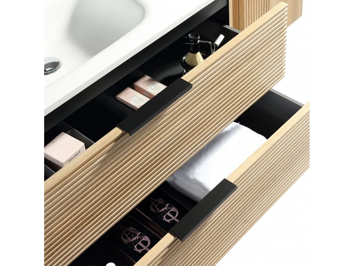 Meuble vasque encastrée 120 cm chêne clair Aqualinea