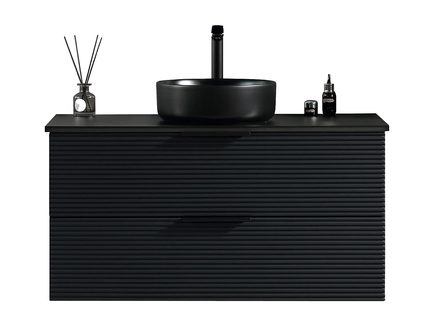 Meuble avec vasque à poser 120 cm noir Aqualinea