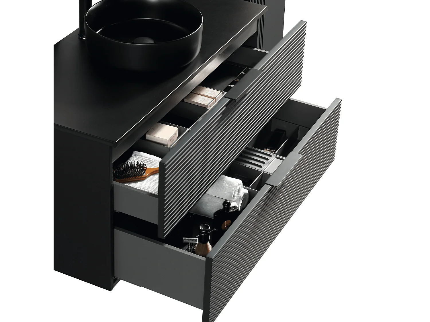 Meuble avec vasque à poser 120 cm noir Aqualinea